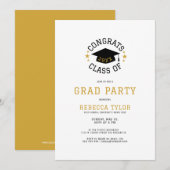 Chique uitnodiging voor een afstudeerfeest met zwa (Voorkant / Achterkant)