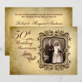 Chique uitnodigingen voor 50-jarig huwelijksjubile (Voorkant / Achterkant)