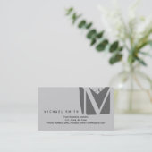 Chique Uniek Monogram Grijs Visitekaartje (Staand voorkant)
