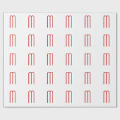 Chique Uniek Monogram Rood Wit Vlak Eenvoudig Cadeaupapier (Vlak)