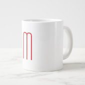 Chique Uniek Monogram Rood Wit Vlak Eenvoudig Grote Koffiekop (Voorkant rechts)