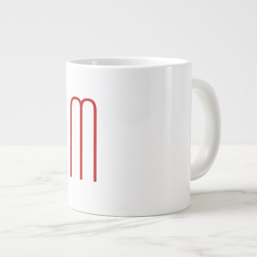 Chique Uniek Monogram Rood Wit Vlak Eenvoudig Grote Koffiekop (Voorkant rechts)