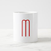 Chique Uniek Monogram Rood Wit Vlak Eenvoudig Grote Koffiekop (Voorkant)