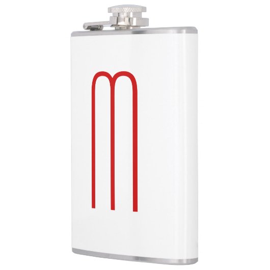 Chique Uniek Monogram Rood Wit Vlak Eenvoudig Heupfles (Links)