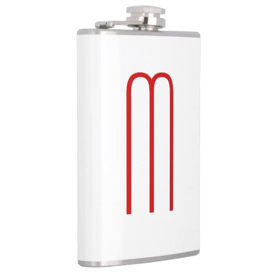 Chique Uniek Monogram Rood Wit Vlak Eenvoudig Heupfles (Rechts)