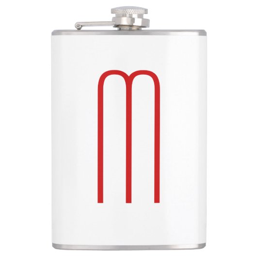 Chique Uniek Monogram Rood Wit Vlak Eenvoudig Heupfles (Voorkant)