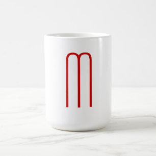 Chique Uniek Monogram Rood Wit Vlak Eenvoudig Koffiemok