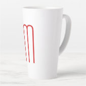 Chique Uniek Monogram Rood Wit Vlak Eenvoudig Latte Mok (Rechterhoek)
