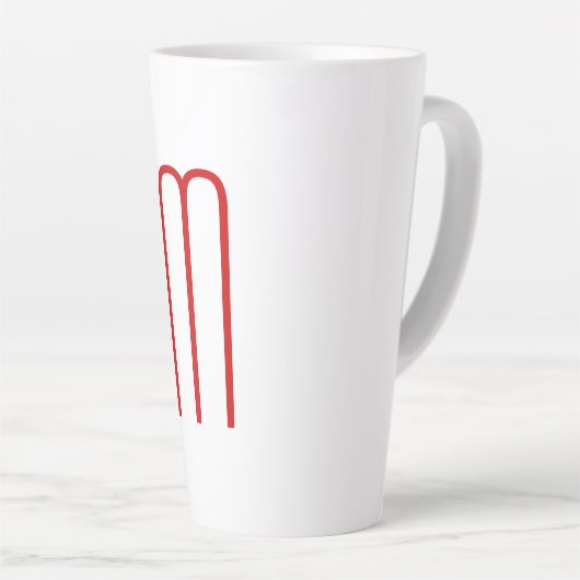 Chique Uniek Monogram Rood Wit Vlak Eenvoudig Latte Mok (Rechterhoek)