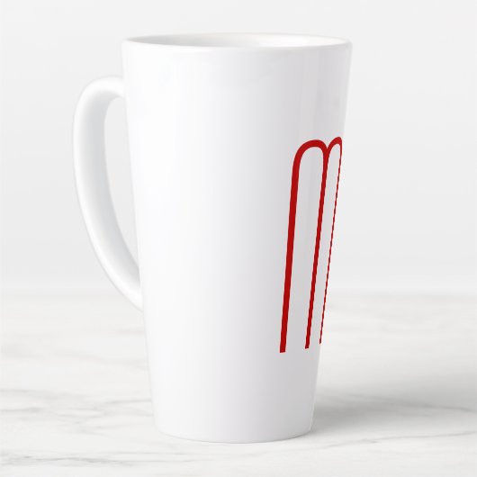 Chique Uniek Monogram Rood Wit Vlak Eenvoudig Latte Mok (Linkerhoek)