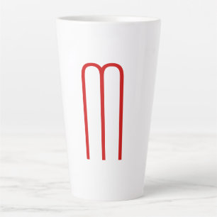 Chique Uniek Monogram Rood Wit Vlak Eenvoudig Latte Mok