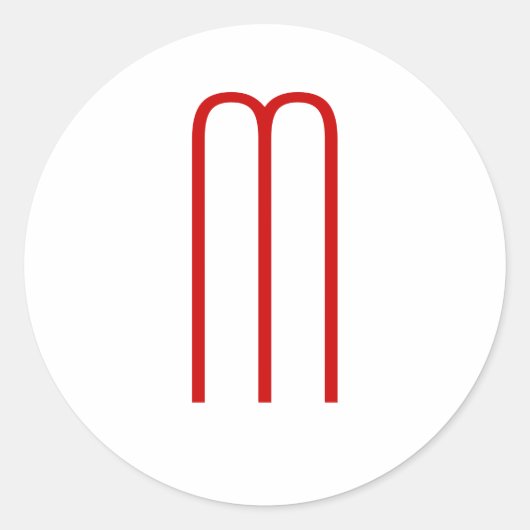 Chique Uniek Monogram Rood Wit Vlak Eenvoudig Ronde Sticker (Voorkant)