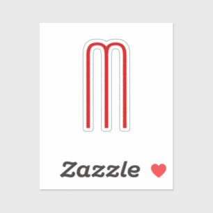 Chique Uniek Monogram Rood Wit Vlak Eenvoudig Sticker