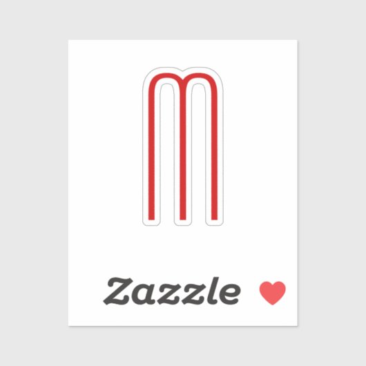 Chique Uniek Monogram Rood Wit Vlak Eenvoudig Sticker (Vel)