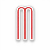 Chique Uniek Monogram Rood Wit Vlak Eenvoudig Sticker (Voorkant)