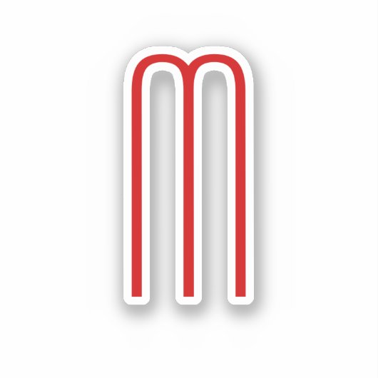 Chique Uniek Monogram Rood Wit Vlak Eenvoudig Sticker (Voorkant)