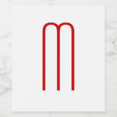 Chique Uniek Monogram Rood Wit Vlak Eenvoudig Wijn Etiket (Enkel label)