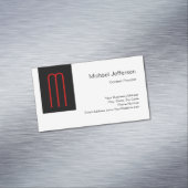 Chique Uniek Monogram Zwart Wit Eenvoudig Magnetisch Visitekaartje (Voorbeeld)