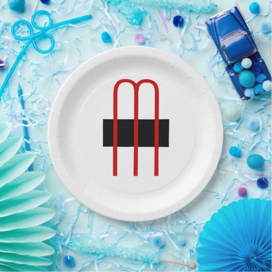 Chique Uniek Monogram Zwart Wit Eenvoudig Papieren Bordje (Feest)