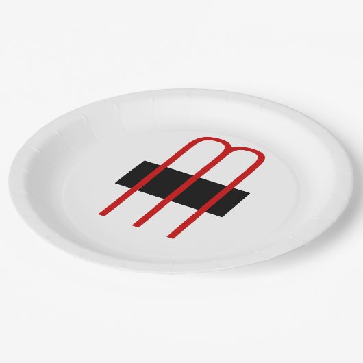 Chique Uniek Monogram Zwart Wit Eenvoudig Papieren Bordje (Gekanteld)