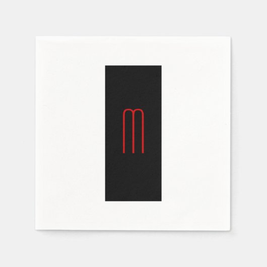 Chique Uniek Monogram Zwart Wit Eenvoudig Servet (Voorkant)