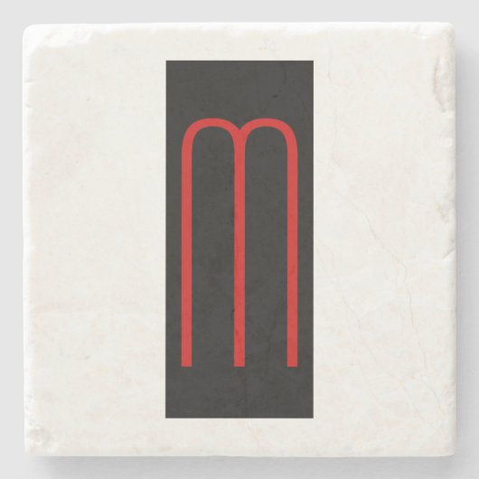 Chique Uniek Monogram Zwart Wit Eenvoudig Stenen Onderzetter (Voorkant)