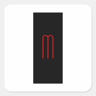 Chique Uniek Monogram Zwart Wit Eenvoudig Vierkante Sticker