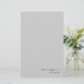Chique unieke script kalligrafie naam grijs  briefpapier (Staand voorkant)