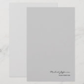 Chique unieke script kalligrafie naam grijs  briefpapier (Voorkant / Achterkant)