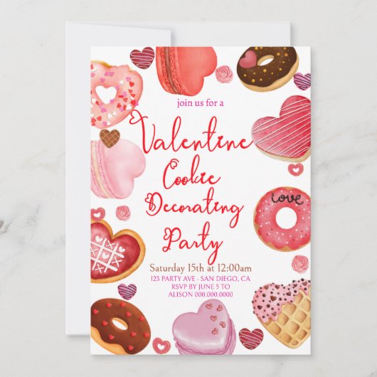 Chique Valentijnsdag Cookie Versierfeestje Kaart (Voorkant)