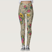 Chique veelkleurig bloemenpatroon leggings (Voorkant)