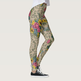 Chique veelkleurig bloemenpatroon leggings