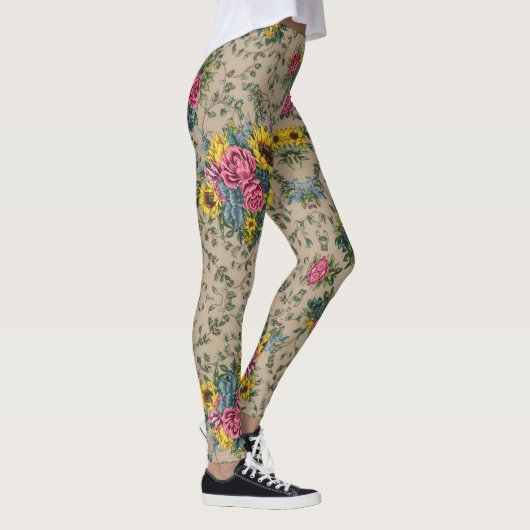 Chique veelkleurig bloemenpatroon leggings (Rechts)