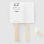 chique veilingpeddel | Biednummer Modern Charity Handwaaier (Voorkant en achterkant)