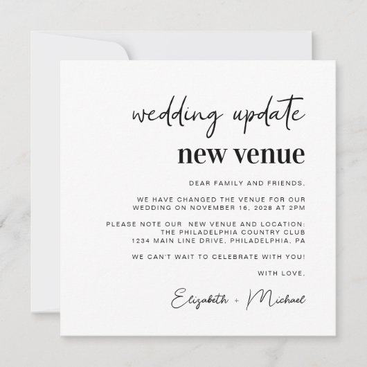 Chique verandering van plannen Nieuwe locatie brui Aankondiging (Voorkant)