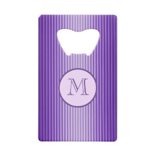 Chique verfijnden paarse aangepaste monogram creditkaart flessenopener