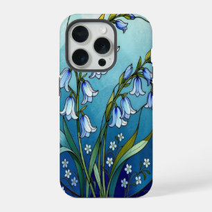 Chique vergeet-mij-nietje glas-in-lood iPhone 15 pro case