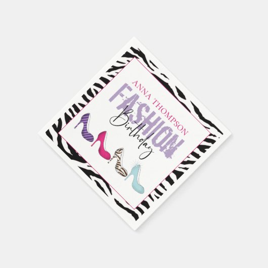 Chique verjaardag dier print hoge hak schoenen servet (Hoek)