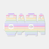 Chique verjaardag pastel regenboog witte strepen bedankdoosjes (Uitgevouwen)