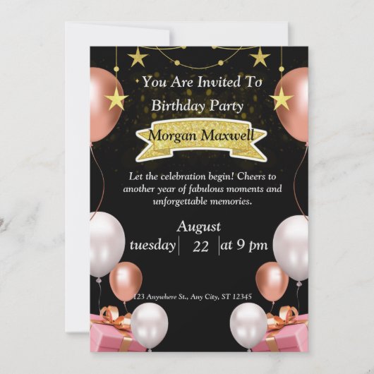 chique verjaardagsfeestkaart kaart (Voorkant)