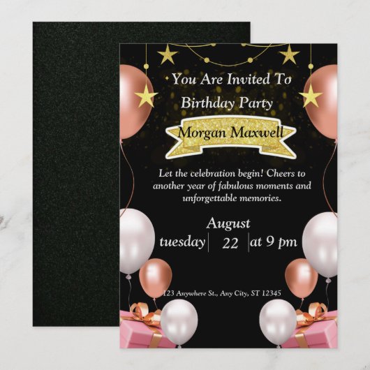 Chique verjaardagskaart kaart (Voorkant / Achterkant)