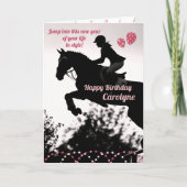 Chique verjaardagskaart voor meisjes met springen kaart (Voorkant)