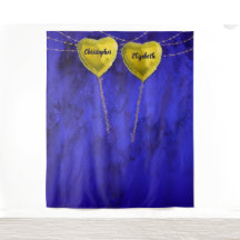 Chique Verloving Hart Trouwfoto Achtergrond Blauw