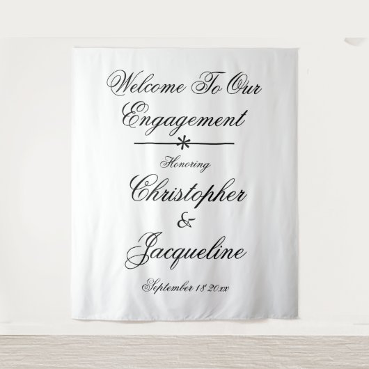 Chique verlovingsfeestje Aangepaste namen Chic ach Wandkleed (Voorkant)