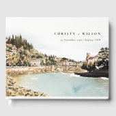 Chique Verona Adige River Italië Waterverf Bruilof Gastenboek (Voorkant)