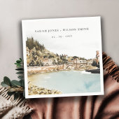 Chique Verona Adige River Italië Waterverf Bruilof Servet