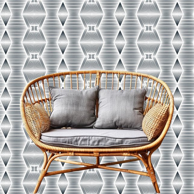 Chique verticaal en horizontaal gestript zwart wit behang (Creator heeft geüpload)