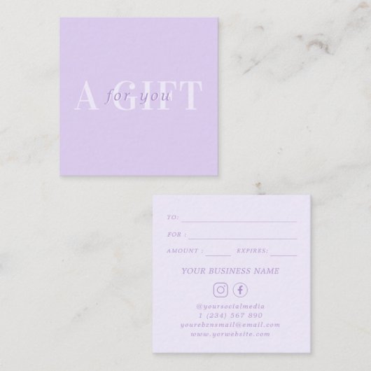 Chique vet Lila lavendel zakelijke cadeaubon Kortingskaartje (Voorkant / Achterkant)