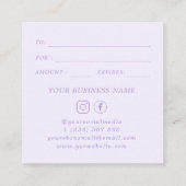 Chique vet Lila lavendel zakelijke cadeaubon Kortingskaartje (Achterkant)