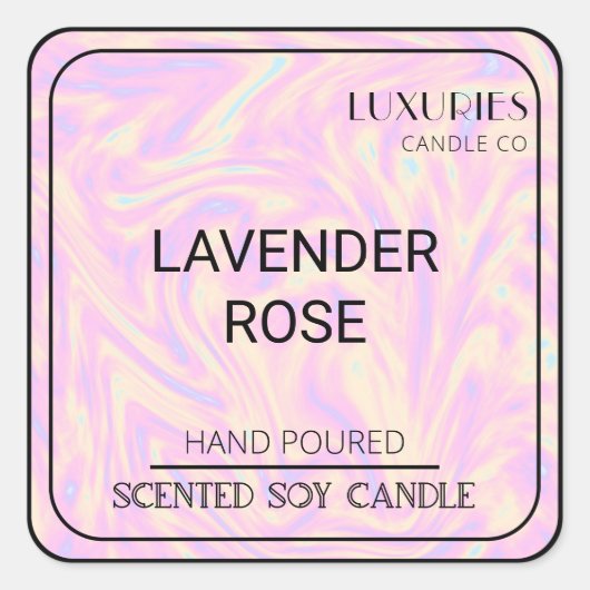 Chique Vet Modern Roze Holografische Soja Kaars La Vierkante Sticker (Voorkant)